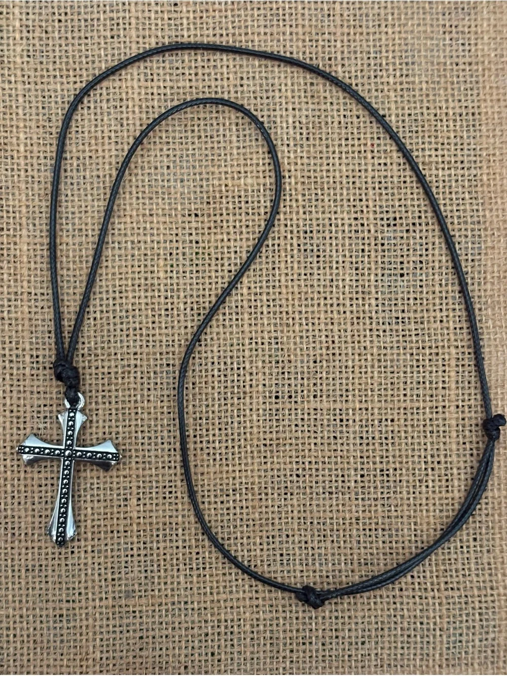 Black and Silver Men's Cross Pendant Necklace. Stainless steel.